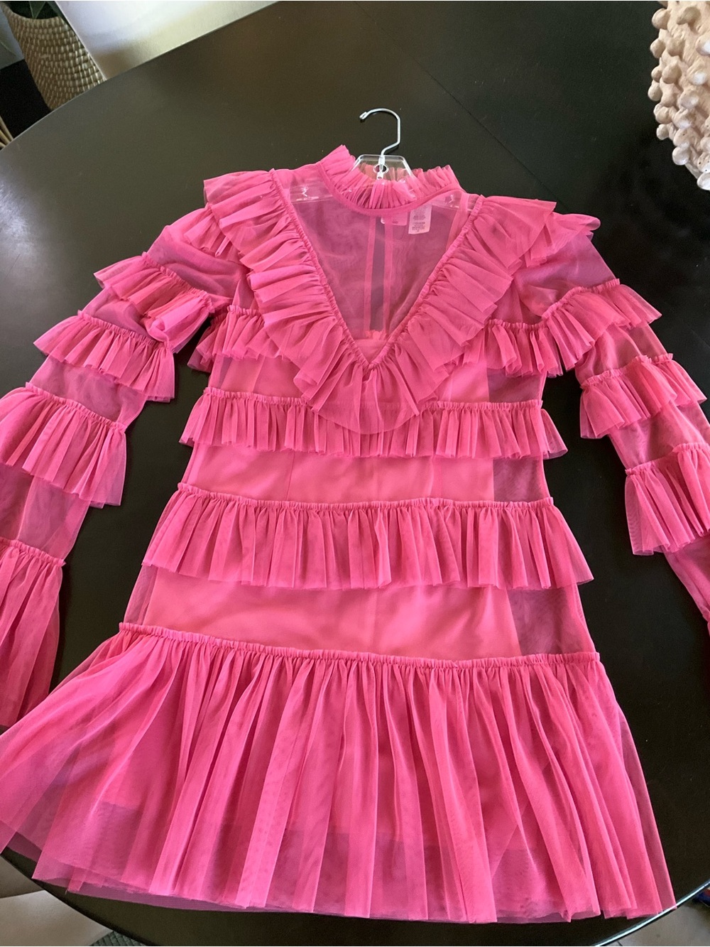 Karlie Coral Pink Ruffle Mesh Dress - Picture 7 of 11